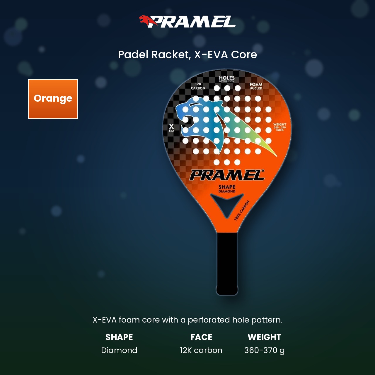 Pramel X-Eva Padel Rackets - Orange 